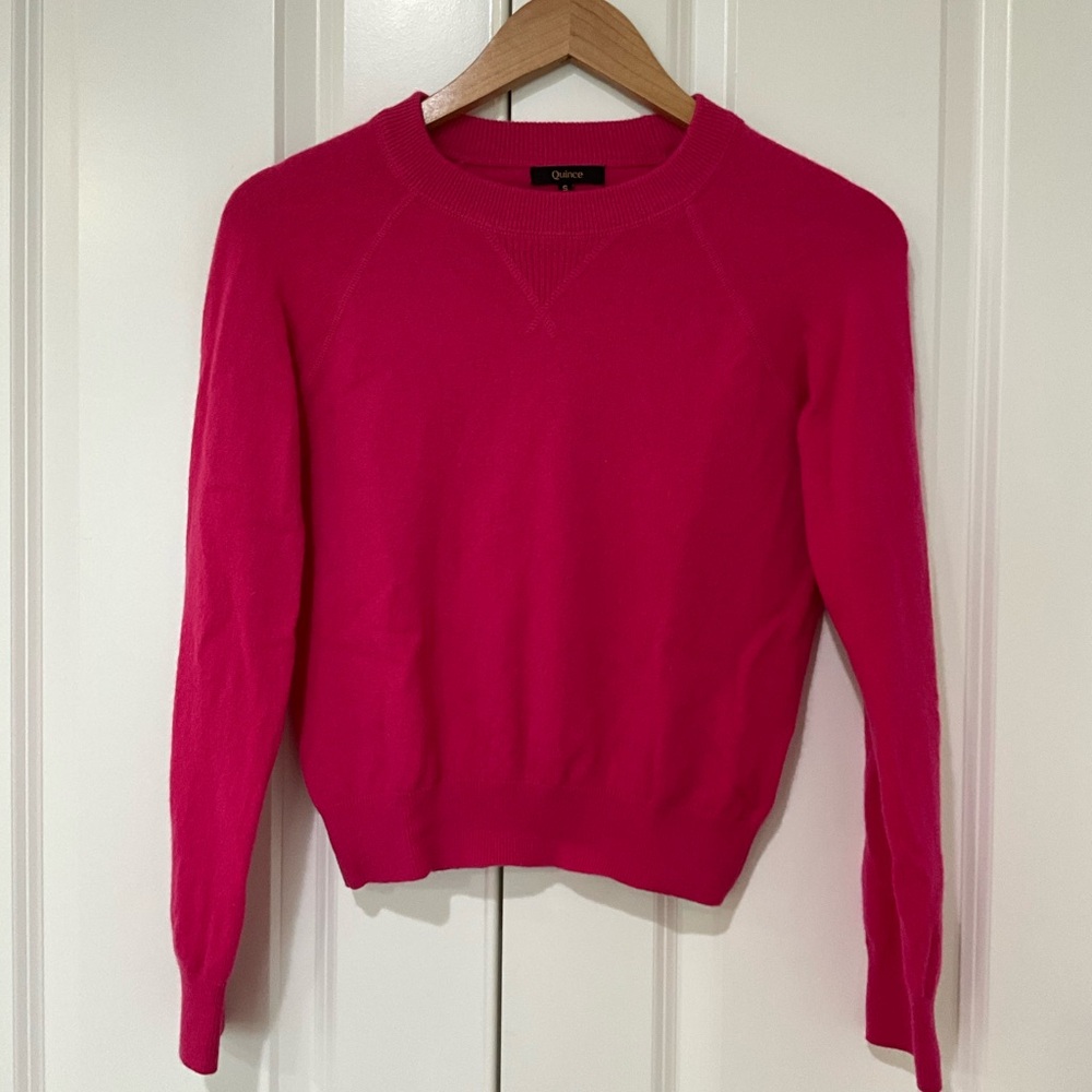 Quince Shrunken Cashmere Sweatshirt Pink S Women's Sweater Crew